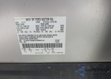 2016 Ford Explorer from USA, damaged, VIN 1FM5K7B86GGB86314